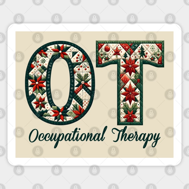 Occupational Therapy OT Country Christmas Quilt Pattern OT Sticker by TeeCreations